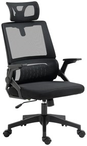 Vinsetto Fotoliu de birou reglabil cu husa din plasa poliester, spatar ergonomic inclinabil pivotant Negru | Aosom Romania