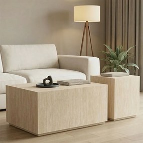 Masuta Laterala Set 2 Bucati Savina MDF Aspect Travertin