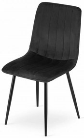Scaun din catifea neagra LAVA cu picioare negre