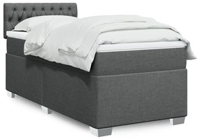 vidaXL Pat box spring cu saltea, gri închis, 80x200 cm, textil