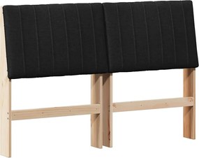 vidaXL Tăblie tapițată Negru 135 cm Lemn de pin masiv