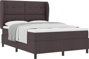 vidaXL Pat cu arcuri cu saltea Maro închis 140 x 200 cm țesătură