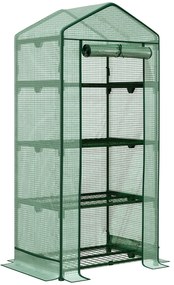 Outsunny Sera de Gradina pentru plante, fructe, legume cu 4 Rafturi din Metal, gradinarit 69x49x158cm, Verde | Aosom Ro