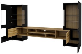 Mobilier living Cobie Typ 10 (Negru + Stejar wotan). 1108342