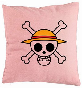 Perna Decorativa cu One Piece, 40x40 cm, Roz, Husa Detasabila, Burduf