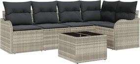vidaXL Set de canapele pentru grădină 6 pcs Gri deschis Rattan poli