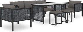 vidaXL Set mobilier de grădină cu perne, 8 piese, antracit, poliratan