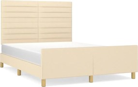vidaXL Cadru de pat fără saltea, crem, 140x190 cm, textil