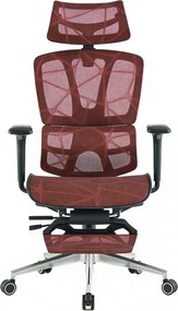 Scaun ergonomic, Sezut translatie, Cotiere 3D, Tetiera 3D, Suport lombar adaptiv, Pivotant, Suport picioare, Rosu