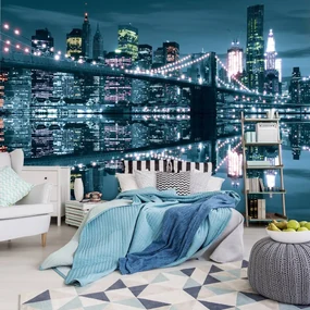 Fototapet - New York Bridge noaptea (152,5x104 cm), în 8 de alte dimensiuni noi