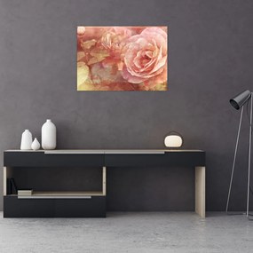 Tablou pe sticlă cu trandafir (70x50 cm)