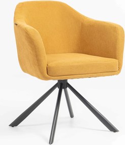 HR832 BAZĂ STEA Scaun Catifea Reiată Premium culoare Curry Galben cu Bază Neagră