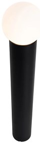 Lampă de podea exterioară neagră cu sticlă opalescentă 80 cm IP44 - Huma