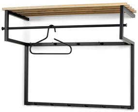 Cuier de perete negru/în culoare naturală cu raft din metal 100 cm Rizzoli – Spinder Design