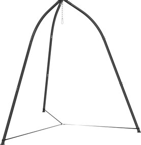 Outsunny Suport triunghiular pentru scaun suspendat cu lanț reglabil, bază stabilă pentru terasă/grădină, sarcină 150 kg, Negru | Aosom Romania