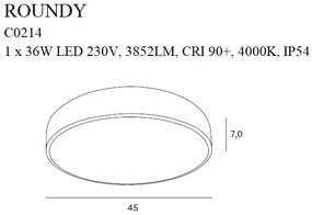 Plafoniera LED dimabil design modern IP54 ROUNDY negru C0214 MX