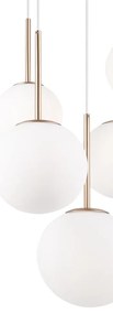 Lustra cu 5 pendule design modern Basic form auriu/ alb