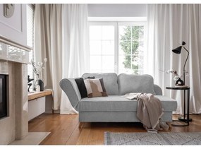 Șezlong gri deschis cu tapițerie din catifea reiată (cu colț pe partea stângă) Chic Charlotte – Miuform