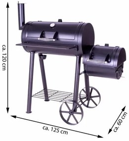 Grătar de grădină cu afumătoare XL - 120 x 55 cm