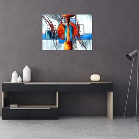 Tablou pe sticlă picturii persoanei străveche (70x50 cm)