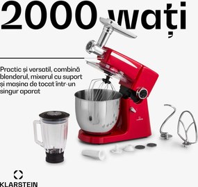 Klarstein Renata Rossa, robot de bucătărie, 3 în 1 2000 W / 2,7 PS, 10 litri, oțel inoxidabil, fără BPA