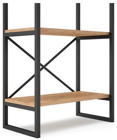 Etajeră negru/natural cu aspect de lemn de stejar 58x175 cm Dusan – Marckeric