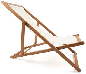Șezlong de grădină pliabil din lemn de acacia Bonami Essentials Deck, bej