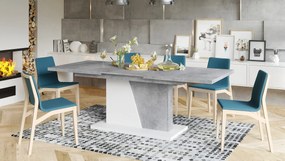NOBLE NOIR Beton Millenium/Alb mat - MASĂ EXTENSIBILĂ până la 218 cm, pentru 8, 10 persoane.
