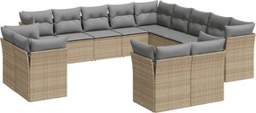 vidaXL Set canapele de grădină, 13 piese, cu perne, bej, poliratan