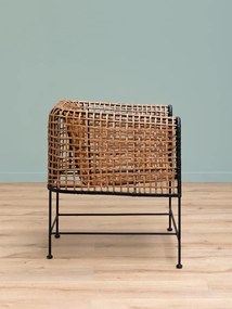 Fotoliu impletit din rattan, cu bordura decorativa neagră, "Asano"