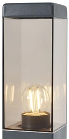 Lampă de exterior gri închis cu sticlă fumurie 45cm IP44 cu priză și senzor de mișcare - Malios