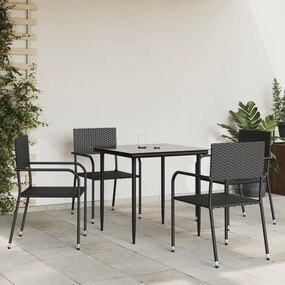 3203273 vidaXL Set mobilier de grădină, 5 piese, negru, poliratan și oțel