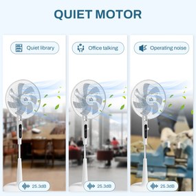 HOMCOM Ventilator de Podea cu Telecomandă Oscilant 28 Viteze 3 Moduri Temporizator și Funcție Antimosquitos Alb | Aosom Romania