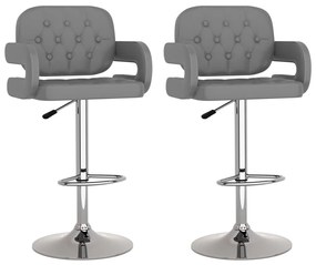 323201 vidaXL Scaune de bar, 2 buc., gri, piele ecologică