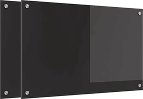 vidaXL Panou de bucătărie 2 pcs Negru 80 x 50 cm sticlă securizată