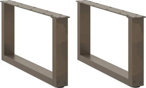 vidaXL Picioare pentru măsuță de cafea în formă de U, 2 buc., oțel natural, 60 x (30-31) cm