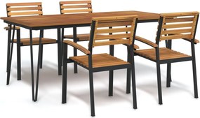 vidaXL Set mobilier de grădină, 5 piese, lemn masiv de acacia și metal