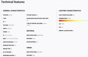 Lustra cu Ventilator si telecomanda MINI TUBE M LED negru mat
