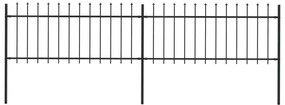 Gard de gradina cu varf sulita, negru, 3,4 x 0,8 m, otel 1, 0.8 m, 3.4 m