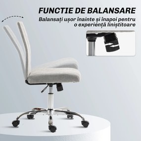 HOMCOM Scaun Birou Rotativ Fără Cotiere Înălțime Reglabilă Țesătură Gri | Aosom Romania