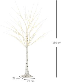 HOMCOM Pom de Crăciun cu Lumini LED și 12 Crengi pentru Interior și Exterior din PP și Metal, 22x22x150 cm, Alb | Aosom Romania
