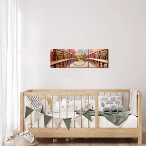 Tablou - pod din lemn (cu ceas) (90x30 cm)