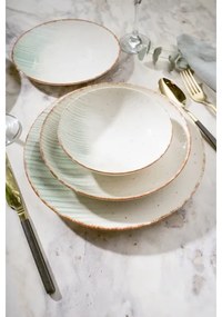 Set de veselă 24 piese alb/verde/porțelan