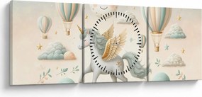 Tablou - Unicorn fericit (cu ceas) (90x30 cm)