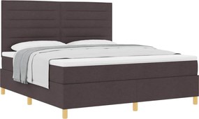 vidaXL Pat cu arcuri cu saltea Maro închis 180 x 200 cm țesătură