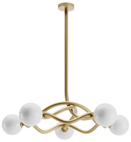 Redo 01-3258 - Lustră cu tijă CONFUSIO, 5 x E14, 28 W, 230 V, Ø 96 cm, auriu