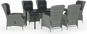 vidaXL Set mobilier pentru grădină, 7 piese, gri deschis