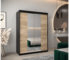 Dulap de haine 150 cm Toki 1 (negru mat + stejar sonoma). 1064908