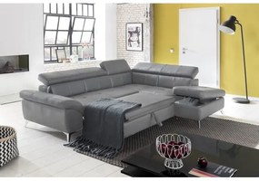 Canapea colțar extensibilă din piele SALERNO II stânga, gri