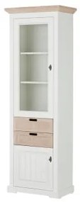 Vitrina Porto Stanga Cu 2 Usi Si 2 Sertare Alb Si Natur, 67.5 Cm